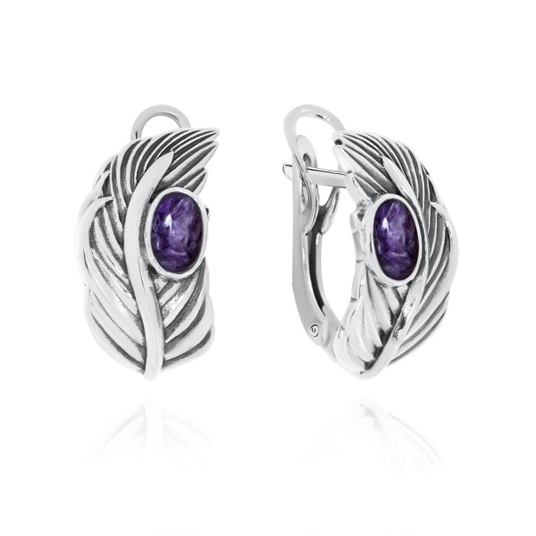 Серьги из серебра 2310461600 от KRASNOE, металл Серебро, вставка Чароит