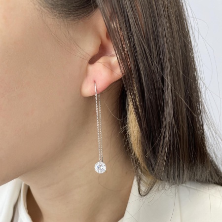 Серьги из серебра с фианитами