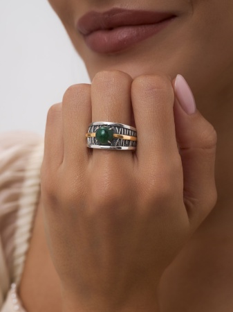 Купить кольцо из серебра с авантюрином в интернет-магазине KRASNOE