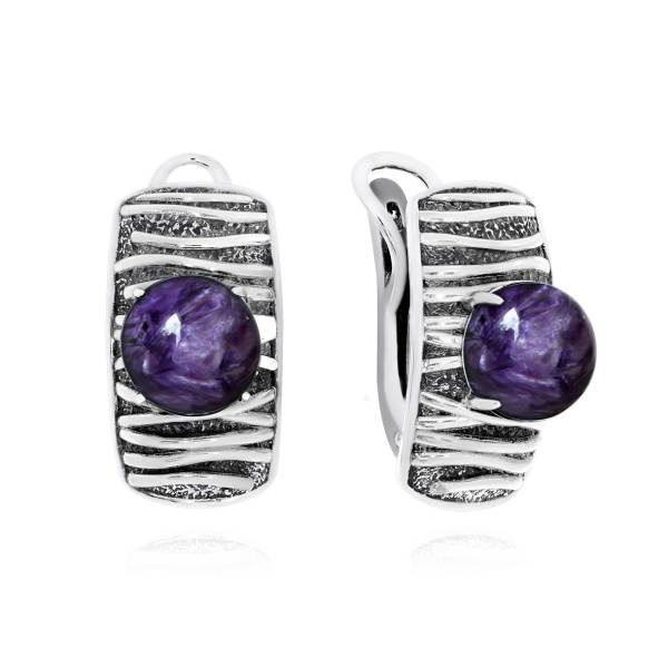 Серьги из серебра 2310461752 от KRASNOE, металл Серебро, вставка Чароит