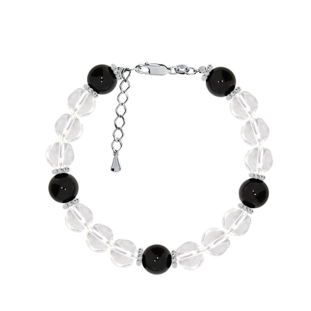 Купить браслет из серебра с агатами и хрусталём