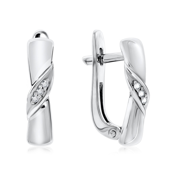 Серьги из серебра с фианитами 2340200415 от KRASNOE, металл Серебро, вставка Фианит