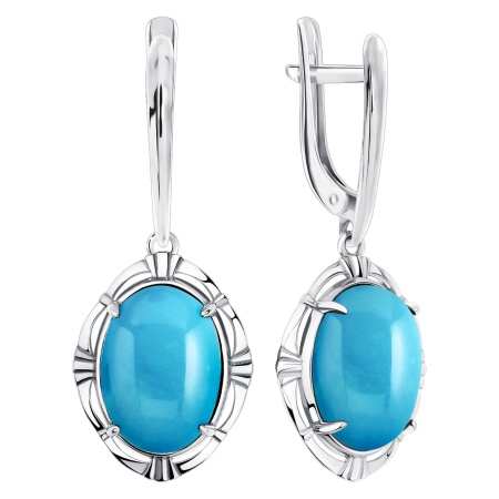 Серьги из серебра с бирюзой 2340315702 от KRASNOE, металл Серебро, вставка Бирюза i