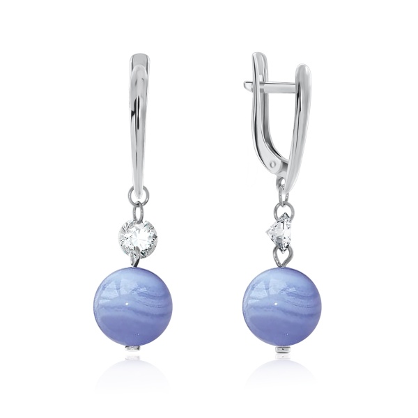 Серьги из серебра с агатами и фианитами 2340390625-84 от KRASNOE, металл Серебро, вставка Агат