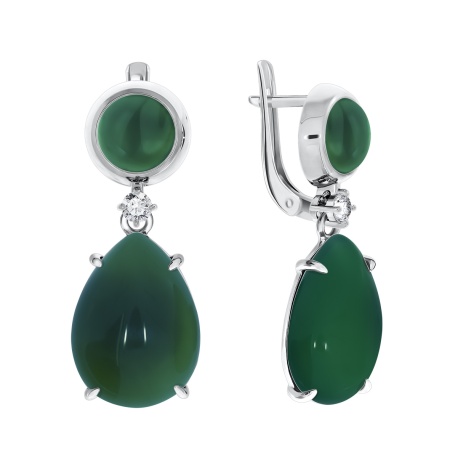 Серьги из серебра с агатами и фианитами