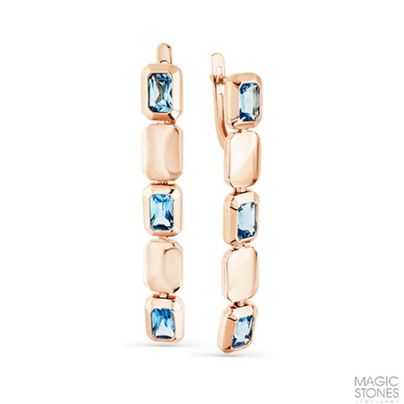 Серьги из золота с топазом 02-2-874-1300-010 от KRASNOE, металл Золото, вставка Топаз Swiss