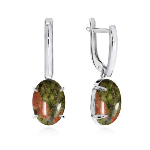 Серьги из серебра с яшмой