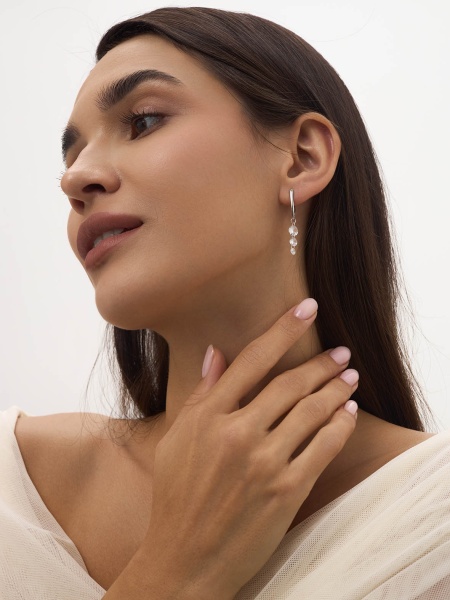 Серьги из серебра с фианитами