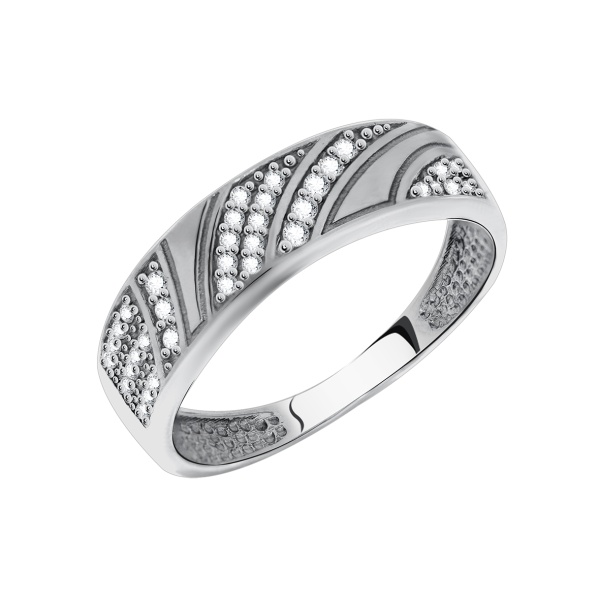 Кольцо из серебра с фианитами со скидкой