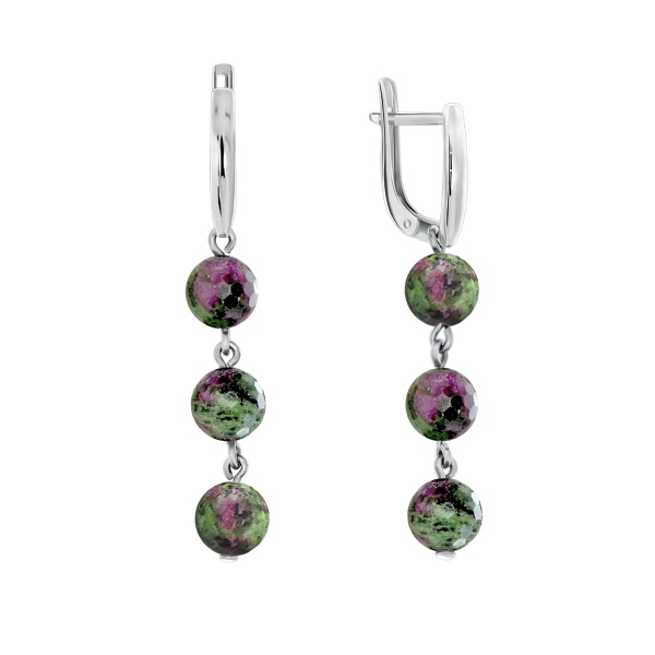 Серьги из серебра с цоизитами