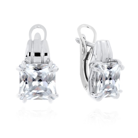 Серьги из серебра с фианитами