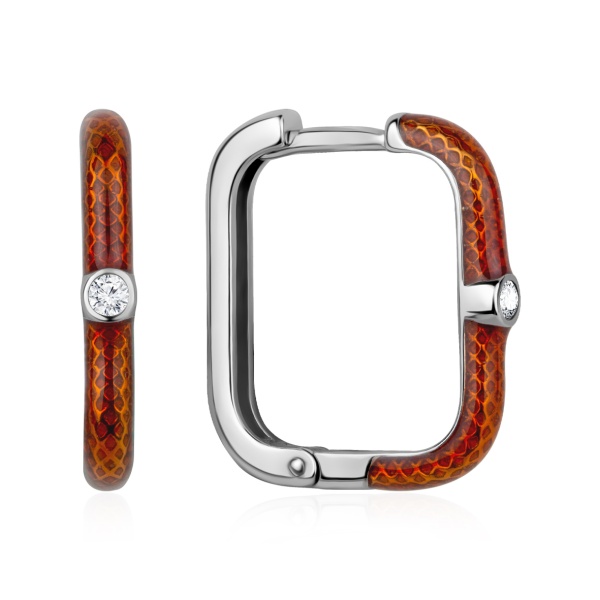 Серьги из серебра с эмалью и фианитами