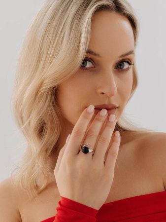 Купить кольцо из серебра с агатом и фианитом в интернет-магазине KRASNOE