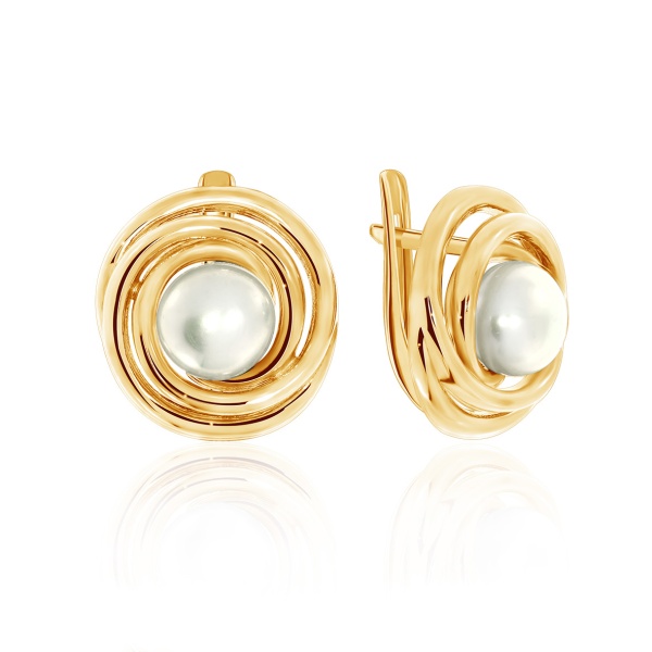 Серьги из серебра с жемчугами 2320050844 от KRASNOE, металл Серебро, вставка Жемчуг