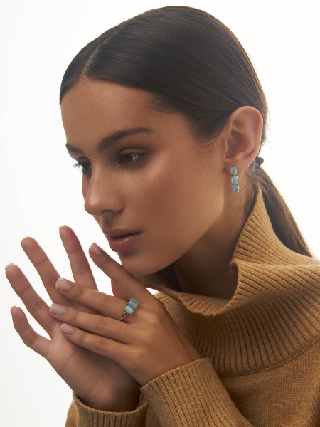 Серьги из серебра с кошачий глазами 2340265159 от KRASNOE, металл Серебро, вставка Кошачий глаз