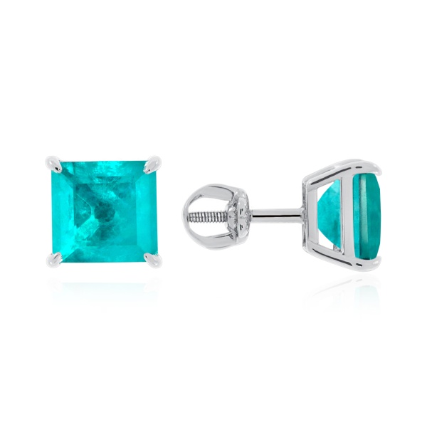 Пусеты из серебра с турмалином синт.