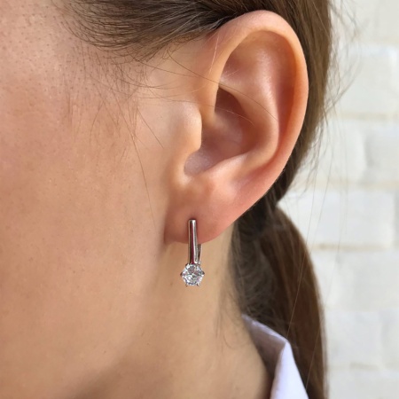 Серьги из серебра с фианитами 2340200245 от KRASNOE, металл Серебро, вставка Фианит