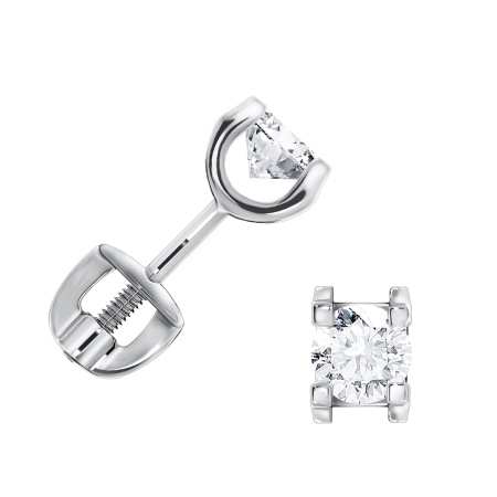 Пусеты из серебра с фианитами