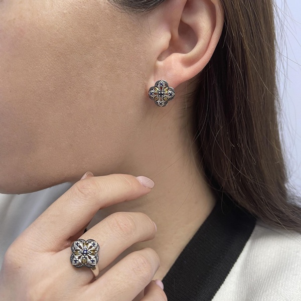 Серьги из серебра с сапфирами