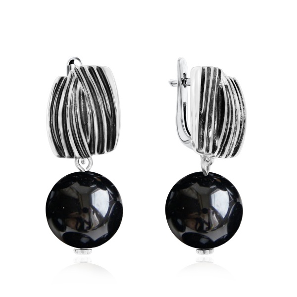 Серьги из серебра с агатами