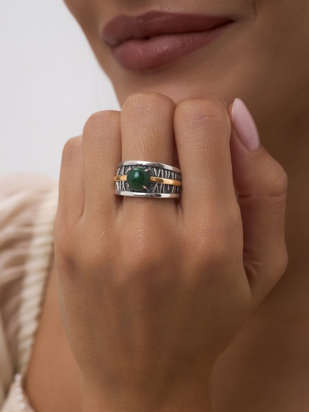 Купить кольцо из серебра с авантюрином в интернет-магазине KRASNOE