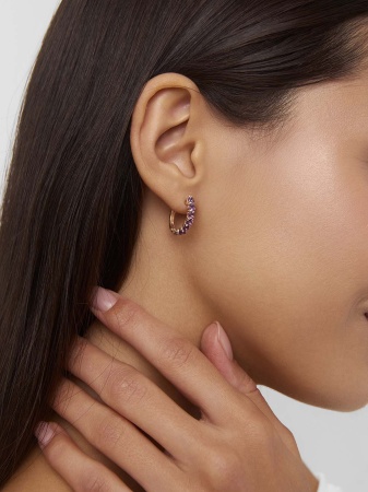 Серьги из серебра с аметист со скидкой