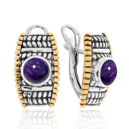 Серьги из серебра с чароитами 2317461755 от KRASNOE, металл Серебро, вставка Чароит