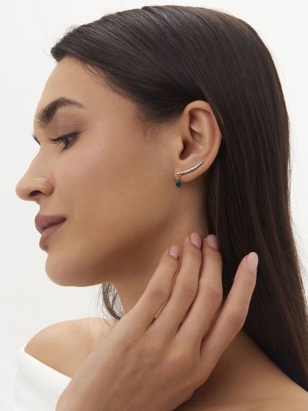 Серьги из серебра с агатами и фианитами Серьги из серебра с агатами и фианитами