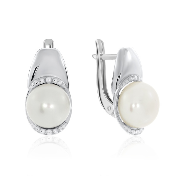 Серьги из серебра с жемчугами со скидкой