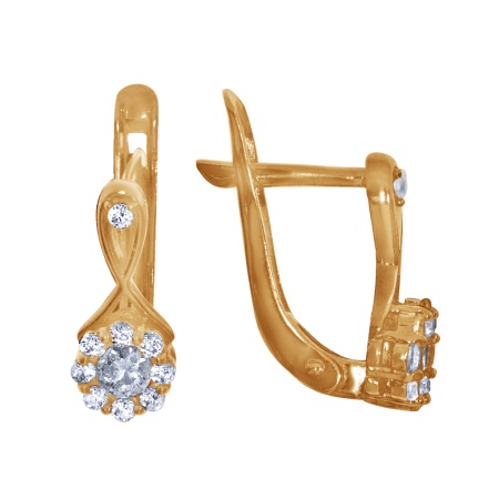 Серьги из серебра с фианитами 3202014261 от KRASNOE, металл Серебро, вставка Фианит