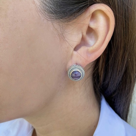 Серьги из серебра с чароитами