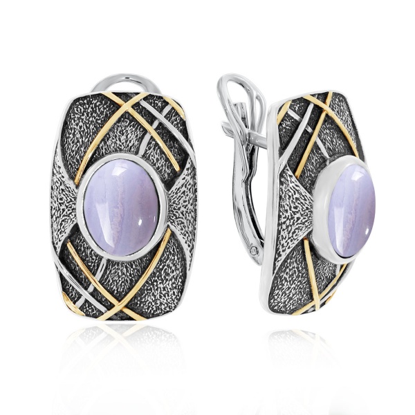 Серьги из серебра с агатами 2317392400-84 от KRASNOE, металл Серебро, вставка Агат