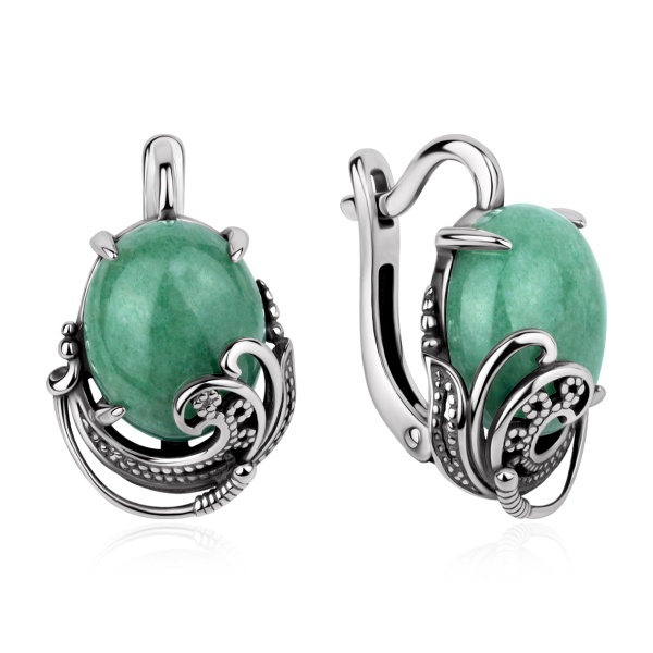 Серьги из серебра с авантюрином