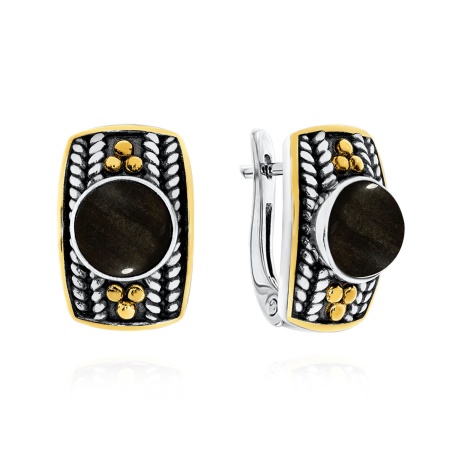 Серьги из серебра с обсидианами