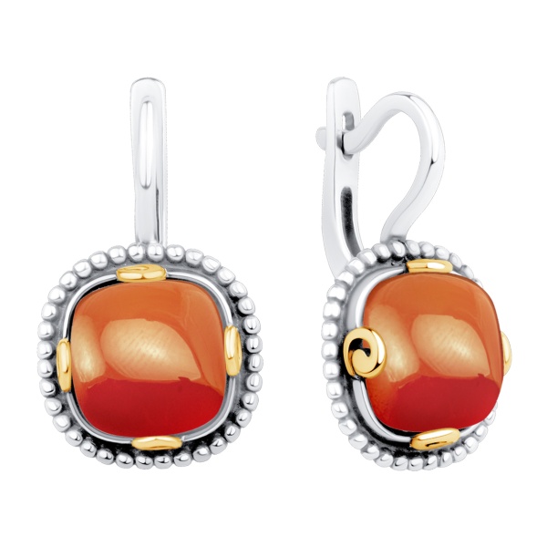 Серьги из серебра с сердоликом