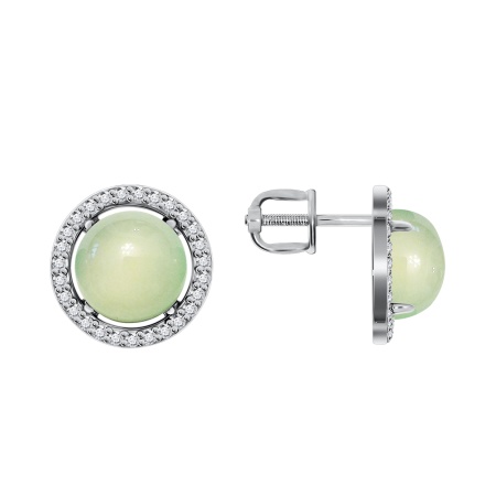 Пусеты из серебра с халцедонами и фианитами