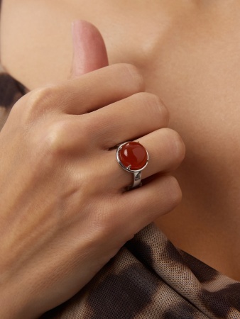 Купить кольцо из серебра с сердоликом в интернет-магазине KRASNOE