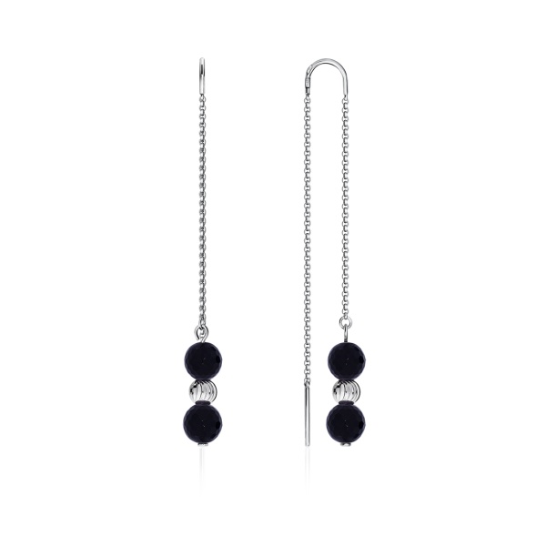 Серьги из серебра с ониксами Серьги из серебра с ониксами