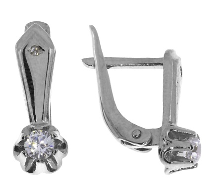 Серьги из серебра с фианитами 2340202002 от KRASNOE, металл Серебро, вставка Фианит