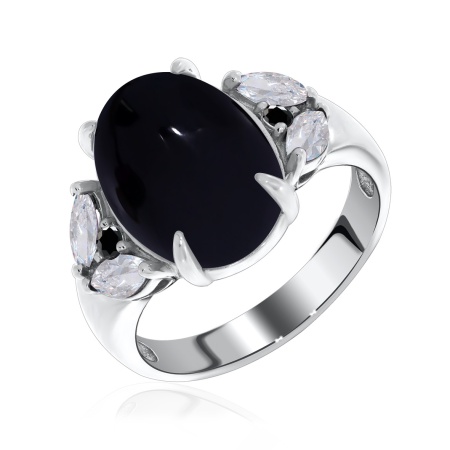 Купить кольцо из серебра с агатом и фианитами в интернет-магазине KRASNOE