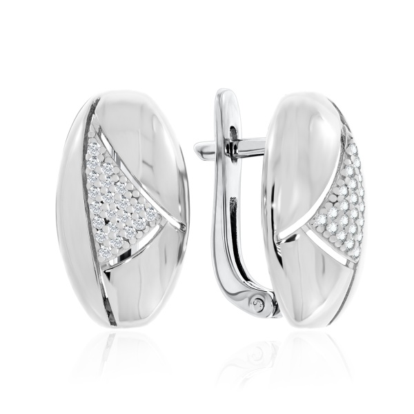 Серьги из серебра с фианитами 2340201136л от KRASNOE, металл Серебро, вставка Фианит