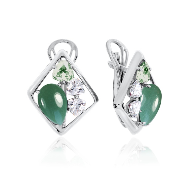 Серьги из серебра с авантюрином