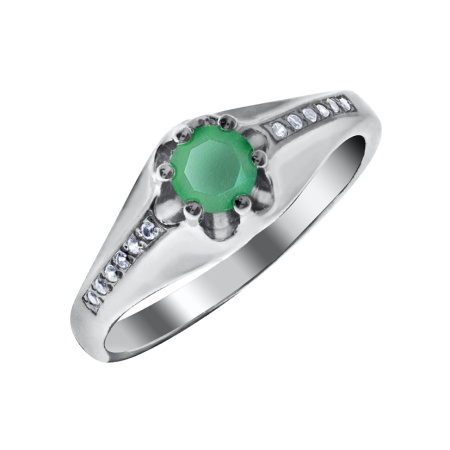 Купить кольцо из серебра с агатом и фианитами в интернет-магазине KRASNOE