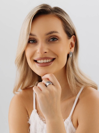 Купить кольцо из серебра с ситаллами в интернет-магазине KRASNOE