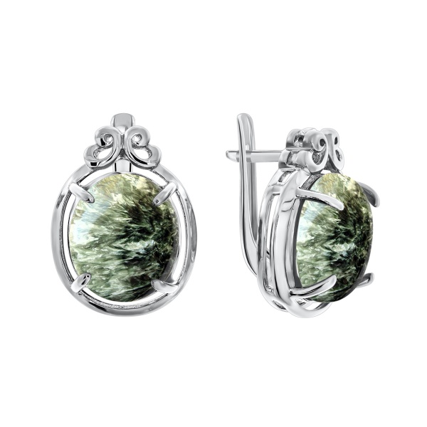 Серьги из серебра с серафинитом