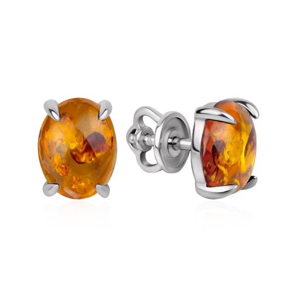 Серьги из серебра с янтарем в ювелирном интернет-магазине