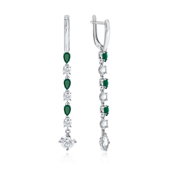 Серьги из серебра с агатами и фианитами 2340392512-60 от KRASNOE, металл Серебро, вставка Агат