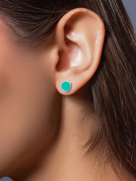 Пусеты из серебра с эмалью в ювелирном интернет-магазине