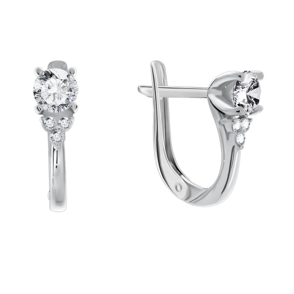 Серьги из серебра с фианитами со скидкой