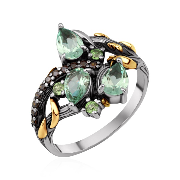 Купить кольцо из серебра с ситаллами в интернет-магазине KRASNOE